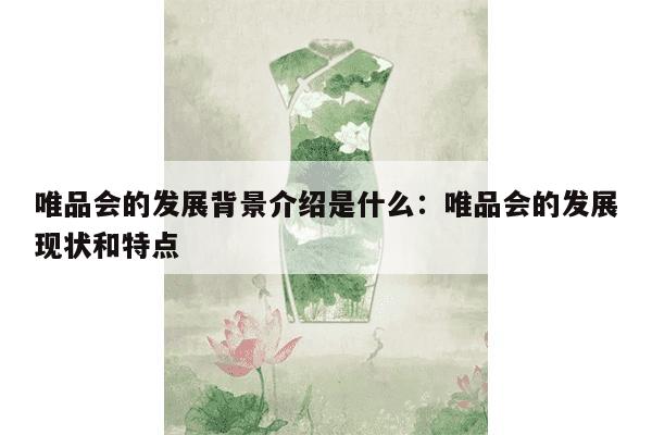 唯品会的发展背景介绍是什么：唯品会的发展现状和特点