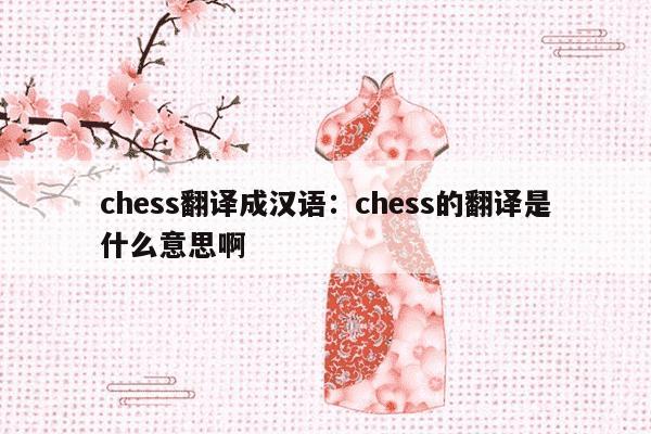 chess翻译成汉语：chess的翻译是什么意思啊